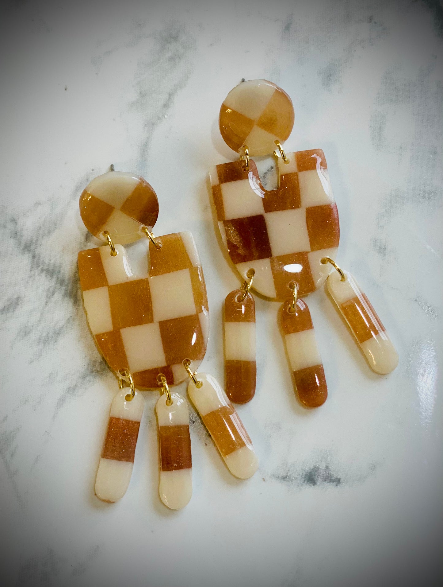 Blond Tortoise Shell Checkerboard Drops