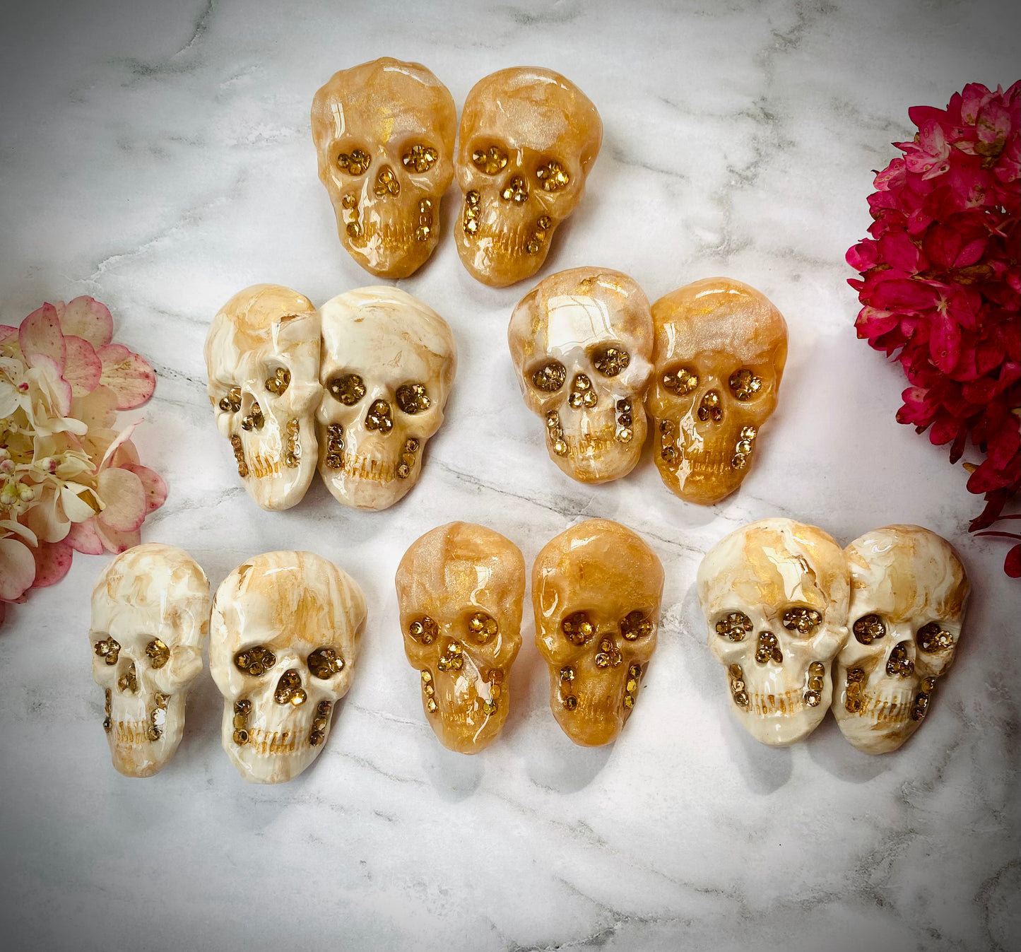 Bone Stone Statement Skull Studs