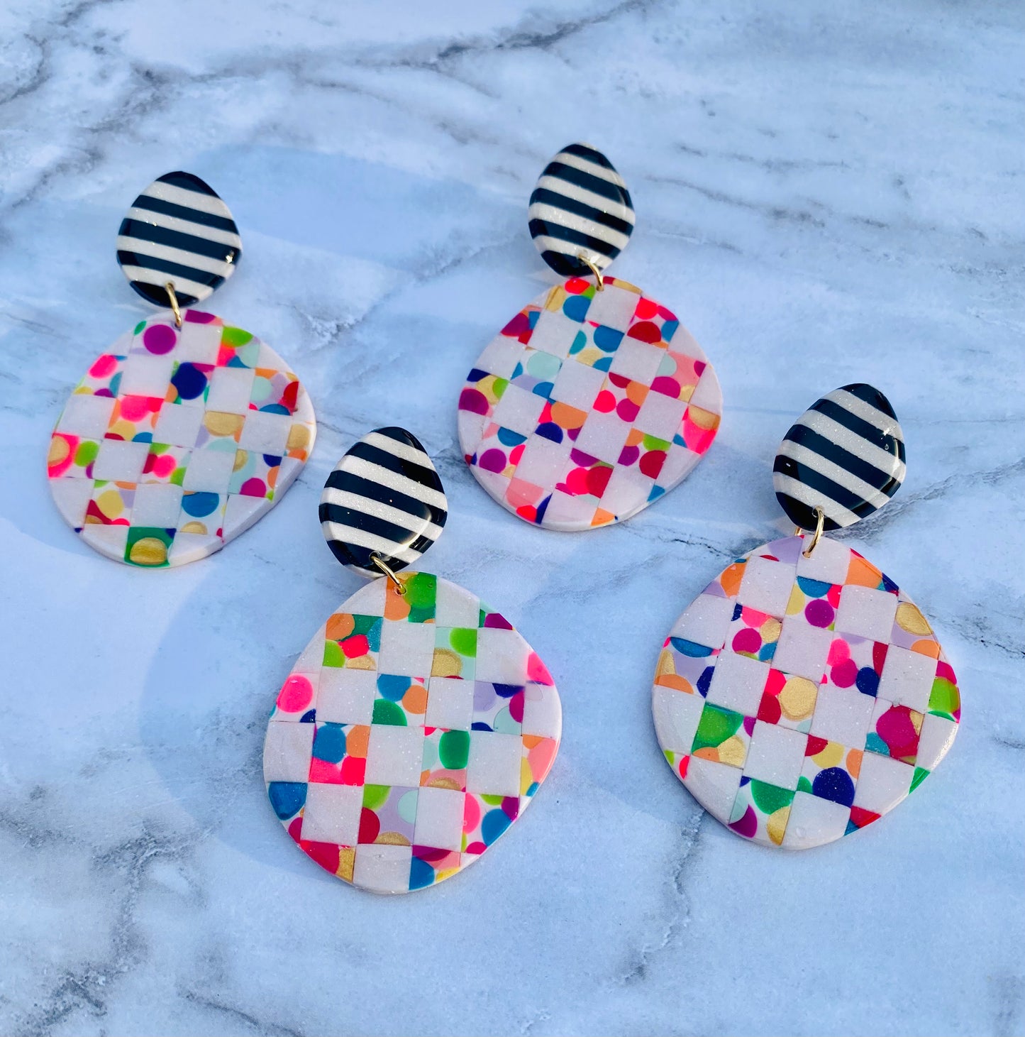 Confetti Checkerboard Statement Dangles