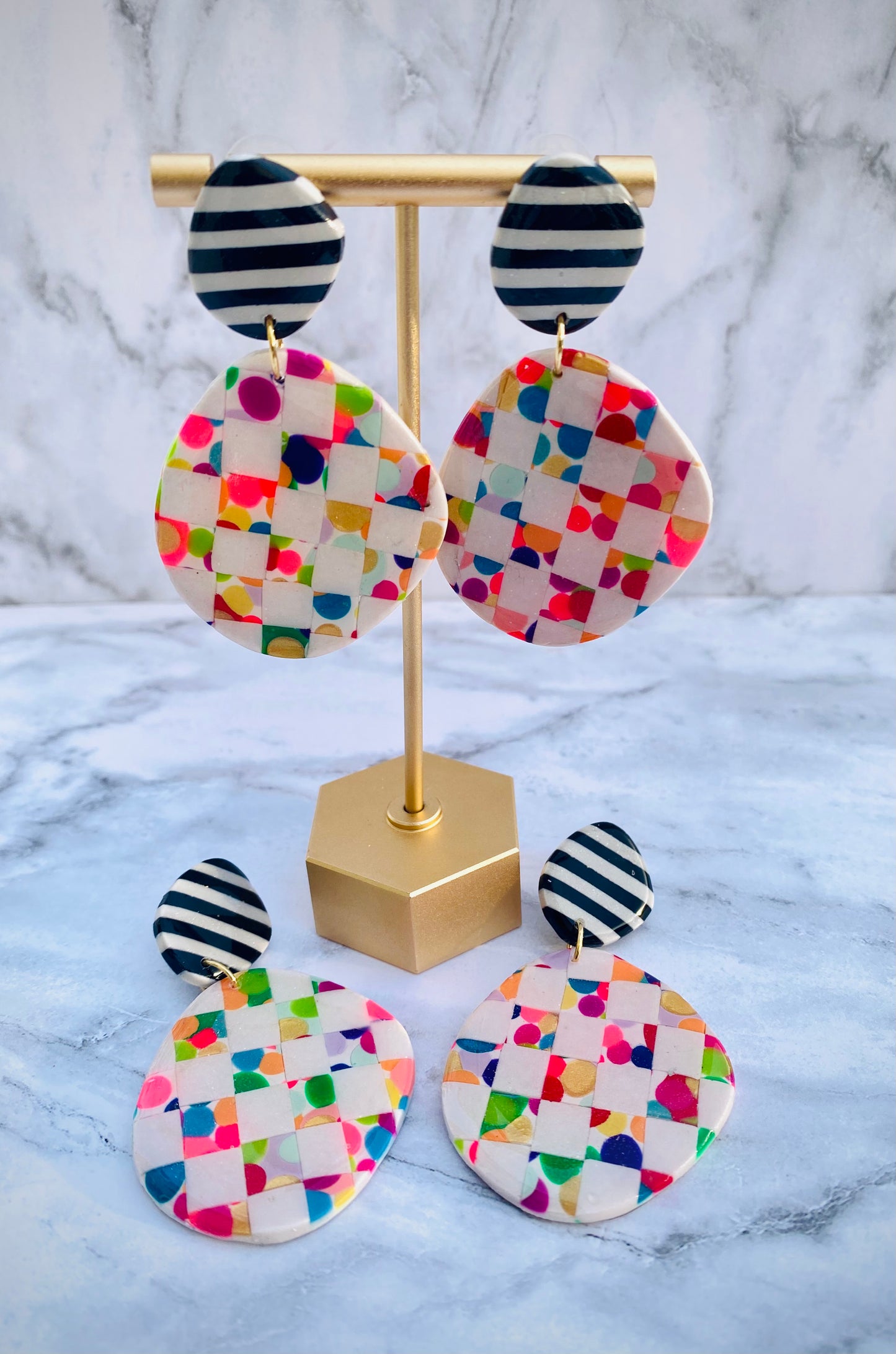 Confetti Checkerboard Statement Dangles