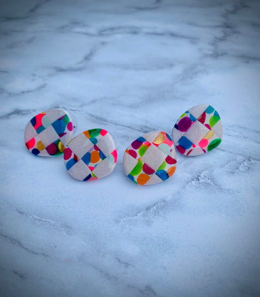 Confetti Checkerboard Studs