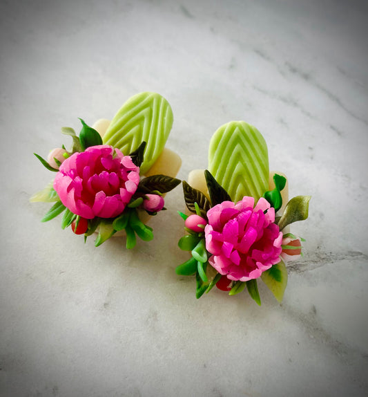 Peony Statement Studs (Hot Pink)