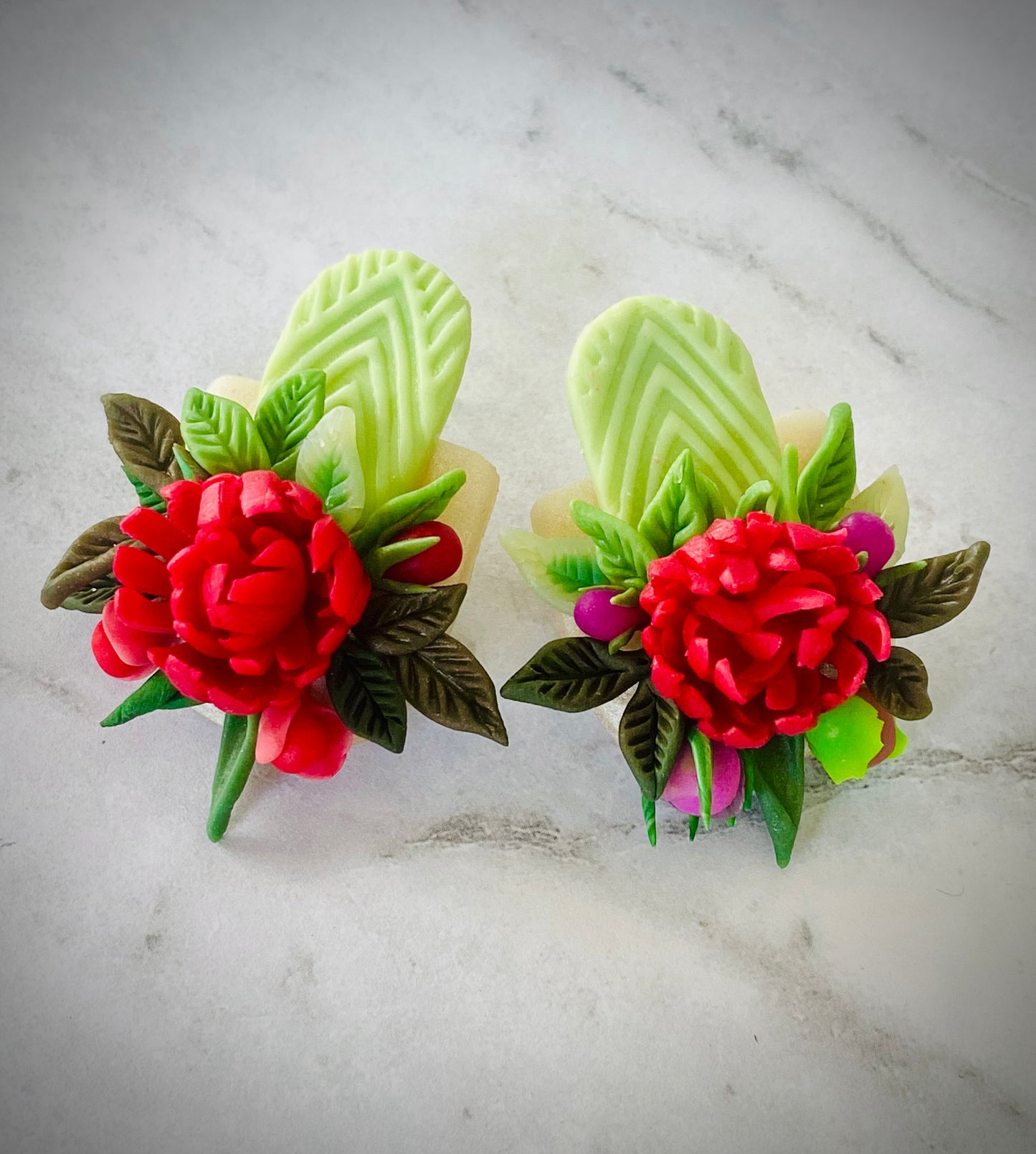 Peony Statement Studs (red)