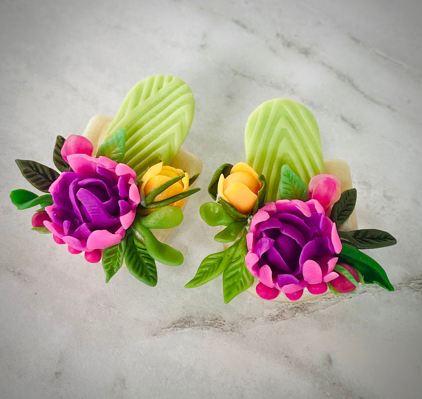 Peony Statement Studs (purple/pink)